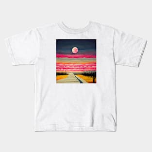 aesthetic sky with full moon Kids T-Shirt